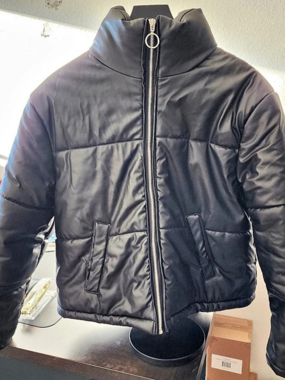 Miss Selfie Black Puffer Jacket Size Medium